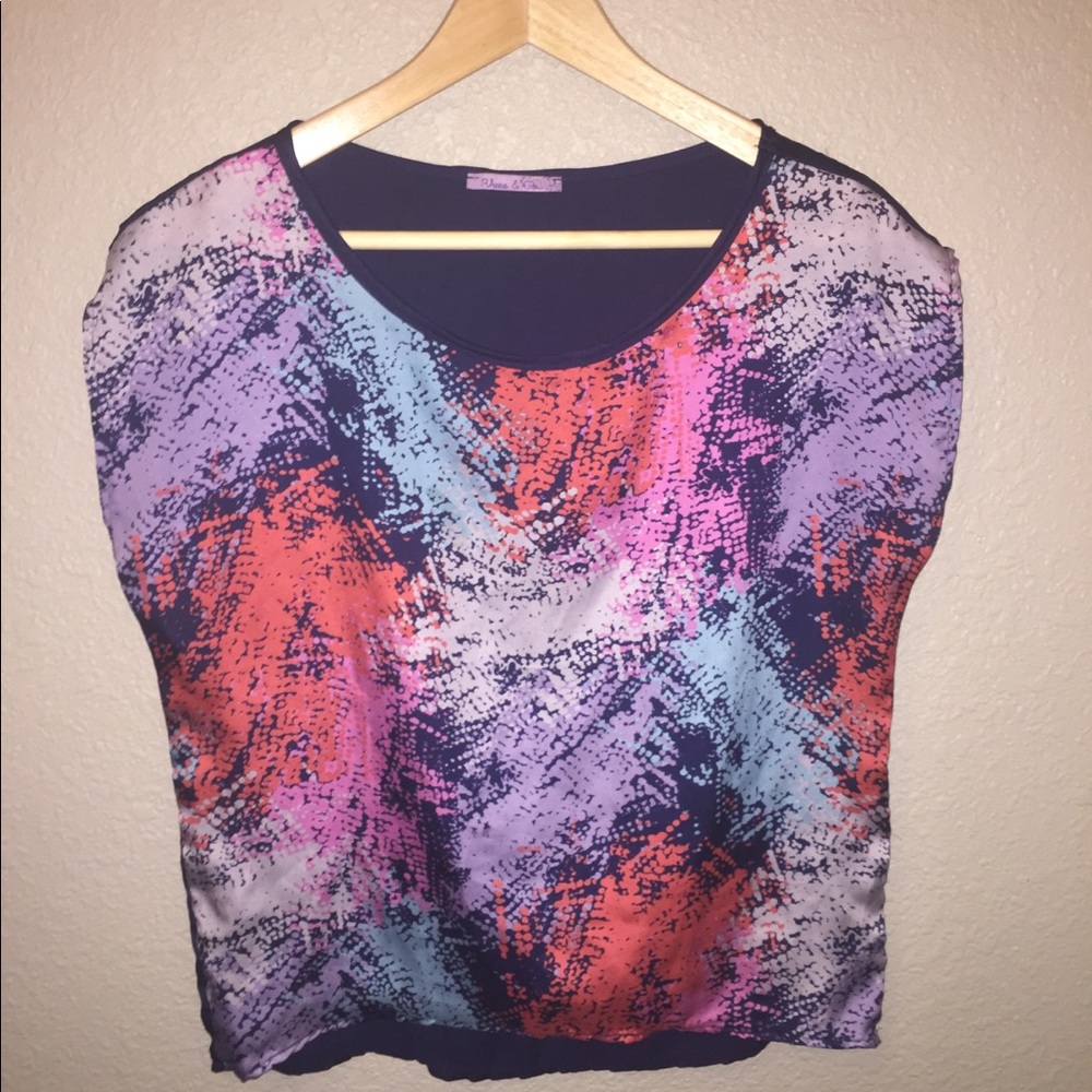 Rheea & Co Multi-color Cap Sleeve Top
